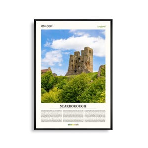 Scarough Borough England, Scarbor Borough, Wandkunst, Scarfutter Poster, Scarfutter Foto, Seaside Cliffs, Seaside Cliffs, Beachfront, Castle Ruine
