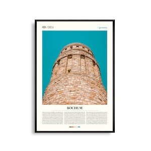 Bochum Duitsland kunst aan de muur, stedelijke Ruhrvallei stadsgezicht print, Bochum poster, schilderachtige fotografie van Noord-Rijnland-Westfalen, industrieel erfgoed