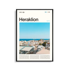 Heraklion Griechenland Wandkunst, Historische Stadtansicht und Sonnenuntergang am Mittelmeer, Heraklion Poster, Malerische Europäische Fotografie, Küstendekor