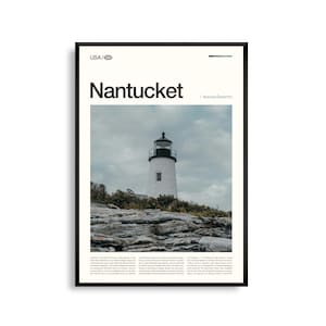 Art mural Nantucket dans le Massachusetts, impression d'île côtière, affiche de Nantucket, photographie pittoresque de bord de mer, décoration nautique de la Nouvelle-Angleterre