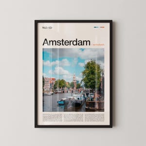 Amsterdam Netherlands Wall Art, Historic Canal Cityscape Print, Amsterdam Poster, Scenic European Architecture Photography, Dutch Travel