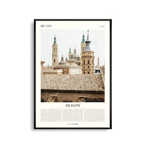 Arte mural de Aragón, España, impresión de paisaje de montaña y campo, póster de Aragón, fotografía panorámica del noreste de España, decoración natural