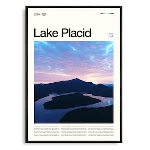 Arte mural de Lake Placid, Nueva York, impresión de paisaje de las montañas Adirondack, póster de Lake Placid, fotografía de paisajes silvestres, decoración natural del norte del estado