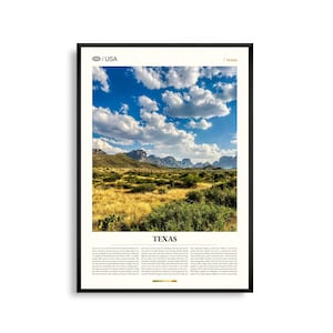 Impresión de Texas, Arte mural de Texas, Póster de Texas, Foto de paisaje del oeste, Decoración desértica, Arte natural de Hill Country, Estilo estrella solitaria
