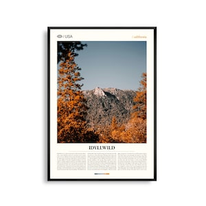 Impresión de Idyllwild California, arte mural de Idyllwild, póster de Idyllwild, fotografía de Idyllwild, monte San Jacinto, centro natural de Idyllwild, Deer Springs