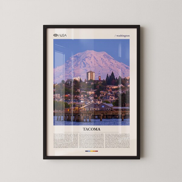 Tacoma Washington Print, Puget Sound Urban Landscape Art