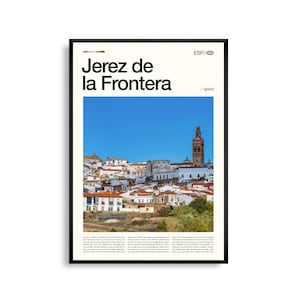 Arte mural de Jerez de la Frontera, Impresión de la histórica ciudad andaluza, Póster de Jerez, Fotografía de la España escénica, Decoración del sur de España