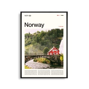 Arte mural de Noruega, impresión fotográfica de paisajes nórdicos escénicos, póster de Noruega, decoración de fiordos y montañas, obra de arte de viajes escandinavos