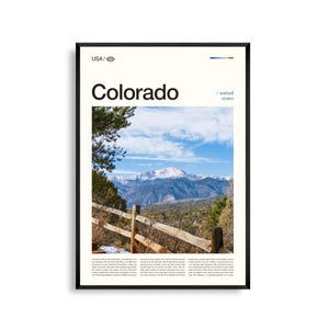 Arte mural de Colorado, impresión de paisaje de montaña, póster de Colorado, fotografía de naturaleza escénica, decoración de las Montañas Rocosas