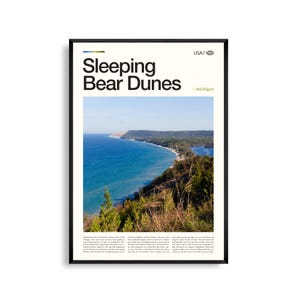 Impresión de las Dunas del Oso Durmiente, Michigan, Arte mural del Oso Durmiente, Póster de la orilla del lago, Foto de paisaje de dunas, Decoración natural, Arte de los Grandes Lagos
