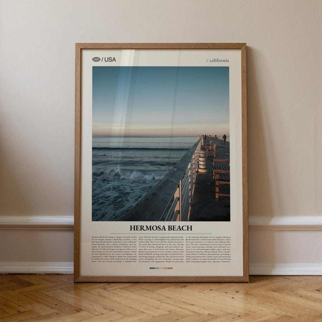 Hermosa Beach Pier Print, California Coastal Wall Art - Etsy