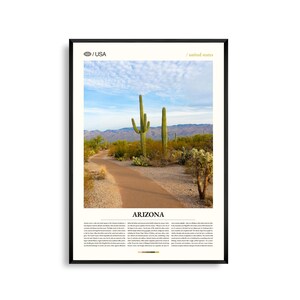 Impression Arizona, art mural Arizona, affiche Arizona, photo Arizona, Grand Canyon, désert de Saguaro, paysage Red Rock, décor d'État du Grand Canyon