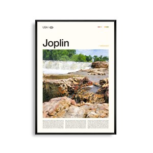 Art mural Joplin Missouri, impression paysage urbain Heartland, affiche Joplin, photographie pittoresque du sud-ouest du Missouri, décoration charme du Midwest