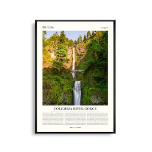 Arte mural de la garganta del río Columbia, Oregón, impresión de paisaje escénico, póster de la garganta del río Columbia, fotografía de naturaleza del noroeste del Pacífico, Oregón