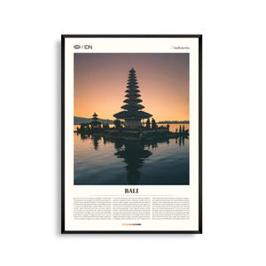 Art mural de Bali, Indonésie, impression de photographie de paysage et de temple d'île tropicale, affiche de Bali, décoration côtière pittoresque, oeuvre d'art de voyage