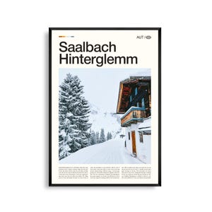 Saalbach Hinterglemm Print Austria, Saalbach Wall Art, Hinterglemm Poster, Alpen Foto, Ski Urlaub, Berglandschaft, Winter Dekor