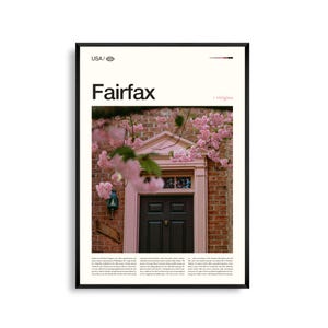 Fairfax Virginia Wandkunst, Historische Stadt Landschaftsdruck, Fairfax Poster, Malerische Landschaft im Norden von Virginia Fotografie, Dekoration für die Hauptstadtregion