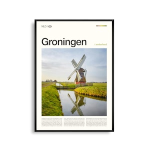 Groningen Niederlande Wandkunst, Historische Stadtansicht, Kanal Poster, Groningen Poster, Europäische Fotografie, Urban Dekor