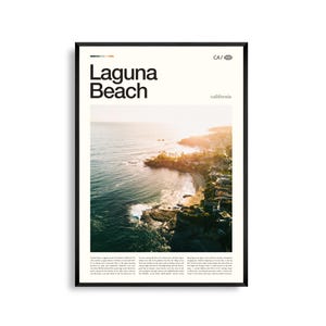 Impresión de Laguna Beach, California, arte mural de Laguna Beach, póster de Laguna Beach, fotografía de Laguna Beach, playa principal, parque estatal Crystal Cove, Heisler