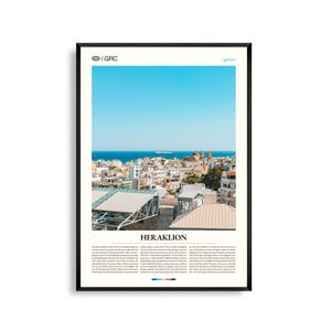 Heraklion Griechenland Wandkunst, Historische Stadtansicht und Sonnenuntergang am Mittelmeer, Heraklion Poster, Malerische Europäische Fotografie, Küstendekor