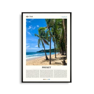 Arte mural de Phuket, Tailandia, impresión de paisaje marino de isla tropical, póster de Phuket, fotografía panorámica del sudeste asiático, decoración costera para el hogar