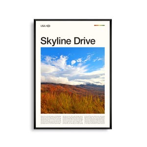 Impresión de Skyline Drive, Virginia, arte mural con horizonte, póster de las Montañas Blue Ridge, foto de carretera escénica, decoración natural, paisaje de los Apalaches