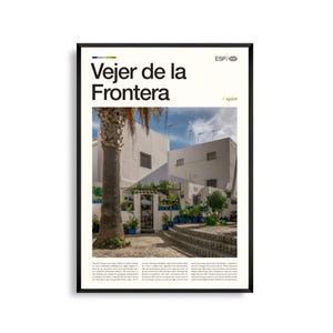 Vejer de la Frontera Spanien Wandkunst, Wandbild auf weißem Hügel, Vejer Poster, Andalusische Fotografie, Südspanien Dekor
