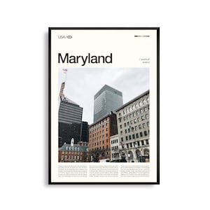 Arte mural de Maryland, impresión de paisaje de la bahía de Chesapeake, póster de Maryland, fotografía escénica de la costa y el campo, decoración del Atlántico Medio