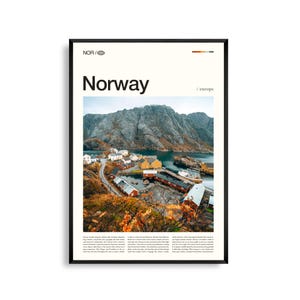 Arte mural de Noruega, impresión fotográfica de paisajes nórdicos escénicos, póster de Noruega, decoración de fiordos y montañas, obra de arte de viajes escandinavos