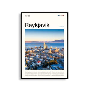 Reykjavik Print Islandia, Reykjavik Wall Art, Cartel de Reykjavik, Foto de Reykjavik, Hallgrímskirkja, Sala de Conciertos Harpa, Paisaje urbano nórdico