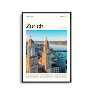 Zürich Poster, Zürich Wandbild, Zürich Fotografie, Schweizer Stadtansicht, Zürich See Dekor