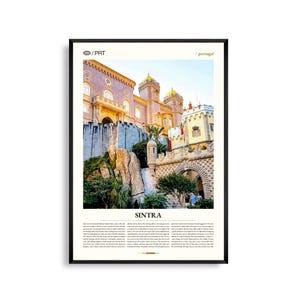 Sintra Poster Portugal, Sintra Wandkunst, Sintra Poster, Sintra Foto, Pena Palast, maurische Burg, üppige Hügel, romantische Architektur Dekoration