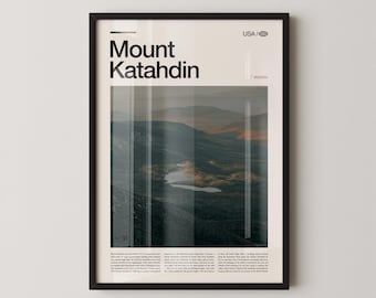 Mount Katahdin Photography Print, Maine Mountain Landscape Wall Art