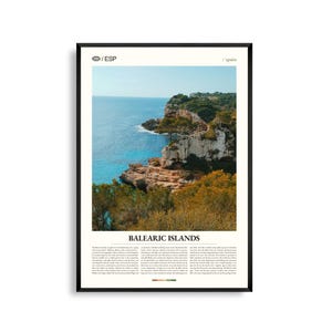 Arte mural de las Islas Baleares, España, impresión fotográfica de paisaje costero, póster de las Islas Baleares, decoración mediterránea escénica