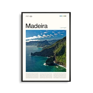 Art mural de Madère, Portugal, impression de photographie de paysage de l'île, affiche de Madère, décoration côtière pittoresque, oeuvre d'art de voyage dans l'Atlantique