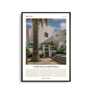 Vejer de la Frontera Spanien Wandkunst, Wandbild auf weißem Hügel, Vejer Poster, Andalusische Fotografie, Südspanien Dekor