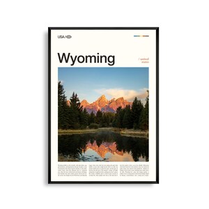 Impression du Wyoming, oeuvre d'art murale du Wyoming, affiche du Wyoming, photo du Wyoming, paysage occidental, Grand Tetons, plaines ouvertes, décoration rustique