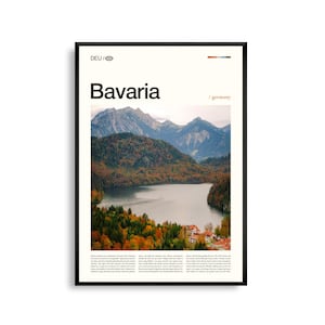 Bayern Deutschland Wand Kunst, Alpine Landschaft und Burg Druck, Bayern Poster, Malerische Süddeutschland Fotografie, historische Region Dekor