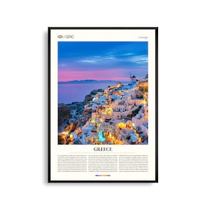 Art mural Grèce, impression de photographie de paysage méditerranéen pittoresque, affiche de la Grèce, décoration de voyage côtière, vue historique européenne