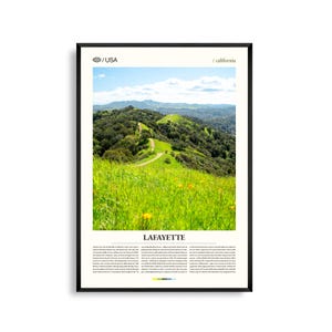 Lafayette, California, stampa di paesaggi delle colline di East Bay, poster di Lafayette, fotografia panoramica della California settentrionale, San Francisco