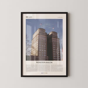 Winston-Salem Print North Carolina, Winston-Salem Wall Art, Winston-Salem Poster, Winston-Salem Photo, Historic Downtown, Cityscape Decor