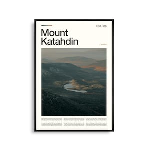 Arte mural del Monte Katahdin, Maine, impresión de paisaje de montaña, póster del Monte Katahdin, fotografía de paisajes silvestres, decoración natural de Maine