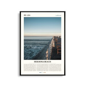 Hermosa Beach print Californië, Hermosa Beach kunst aan de muur, Hermosa Beach poster, Hermosa Beach foto, Hermosa Beach Pier, The Strand, Valley