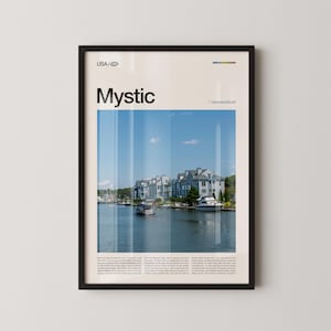 Mystic Connecticut Wall Art, Coastal Village Print, Mystic Poster, Historic Seaport Photography, New England Nautical Decor