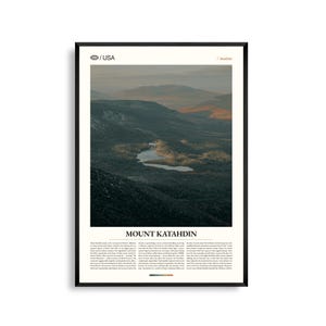 Arte mural del Monte Katahdin, Maine, impresión de paisaje de montaña, póster del Monte Katahdin, fotografía de paisajes silvestres, decoración natural de Maine