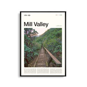 Mill Valley print Californië, Mill Valley kunst aan de muur, Mill Valley poster, Mill Valley foto, Muir Woods National Monument, Mount Tamalpais