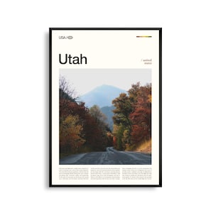 Impresión de Utah, Arte mural de Utah, Póster de Utah, Foto de paisaje de roca roja, Decoración desértica, Arte natural del suroeste, Fotografía escénica