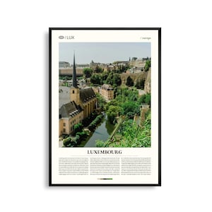 Luxemburg kunst aan de muur, historisch stadsgezicht en vallei fotografie print, Luxemburg poster, schilderachtig Europees decor, reiskunstwerk