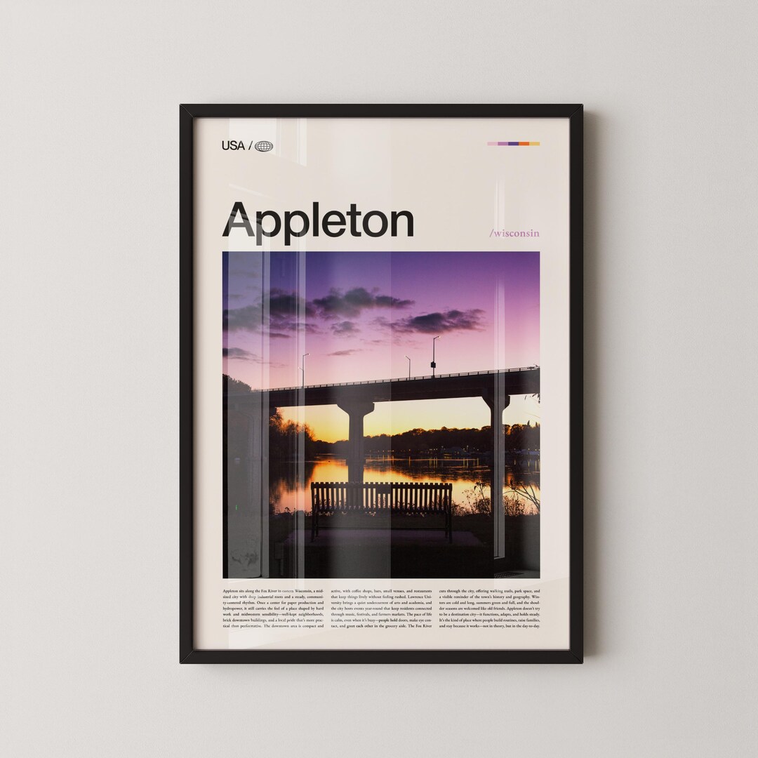 Appleton Wisconsin Print, Fox River View, Midwest Decor - Etsy