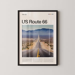 Route 66 Print, Historic Highway Wall Art, Route 66 Poster, Desert Road Photo, Americana Decor, Vintage Travel Photography